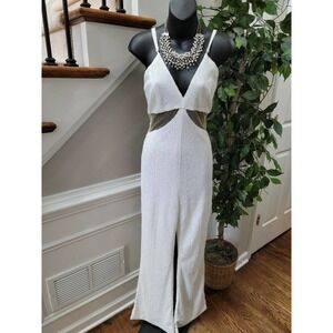 Xtaren Juniors White 100% Polyester V-Neck Casual Strappy Jumpsuits Suit Size L